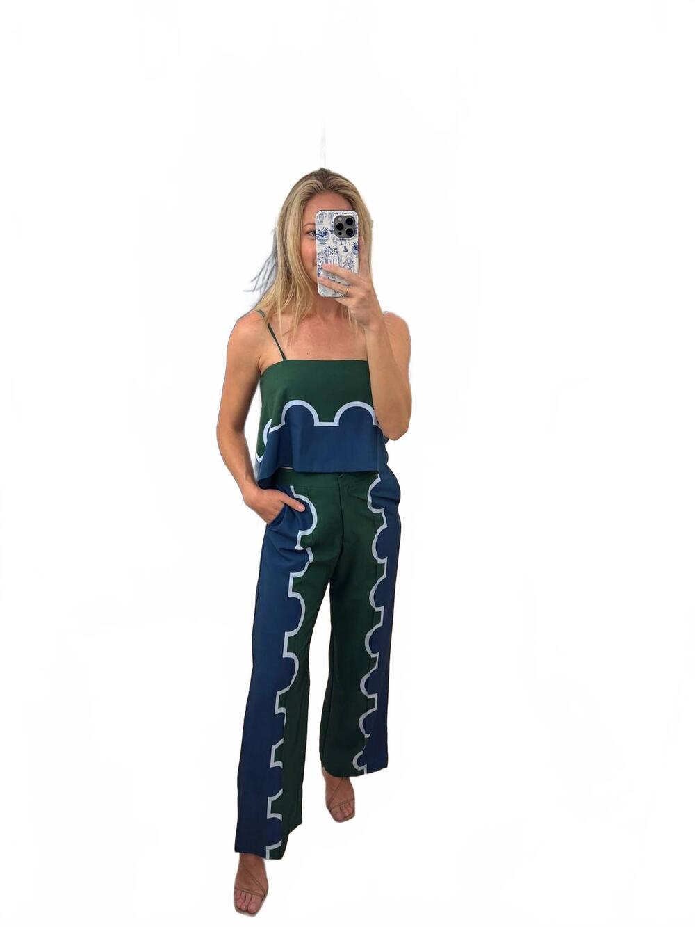 NEW LAVI lala square neck top in green